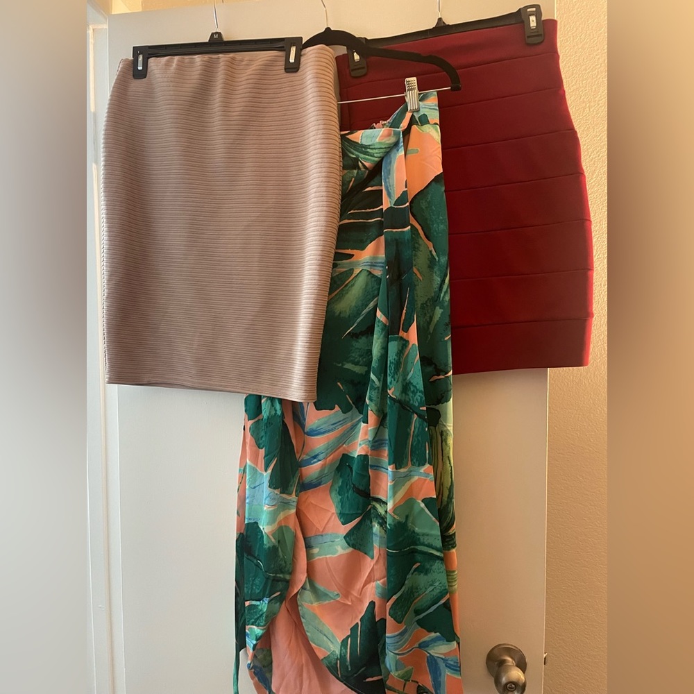 Skirts, red skirt has some wear